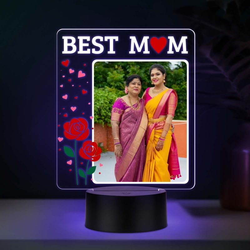 Personalized Best Mom LED Night Lamp with Auto Color Changing Lights (USB Powered)
